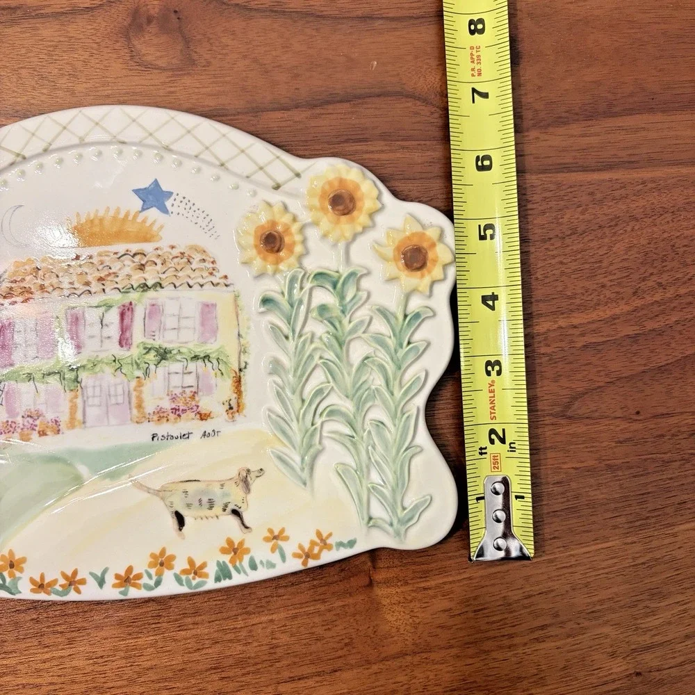 Pfaltzgraff Secrets Of Pistoulet Trivet Wall Plaque French House Sunflowers 10in